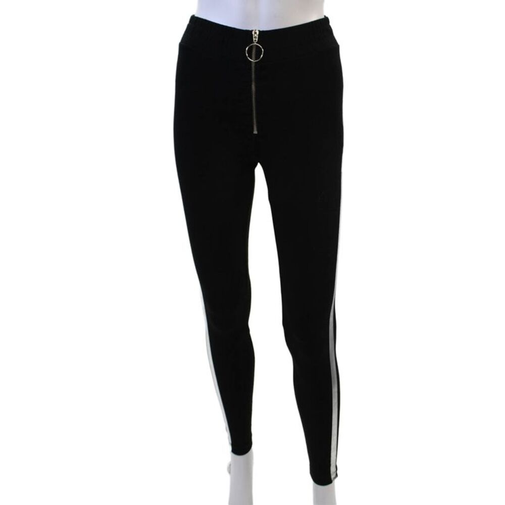 Wildfox Womens Cotton Silver Stripe O-Ring Detail Leggings Black Size S